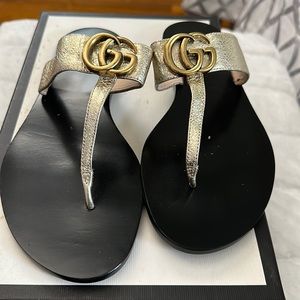 Gucci Gold Thong Slides